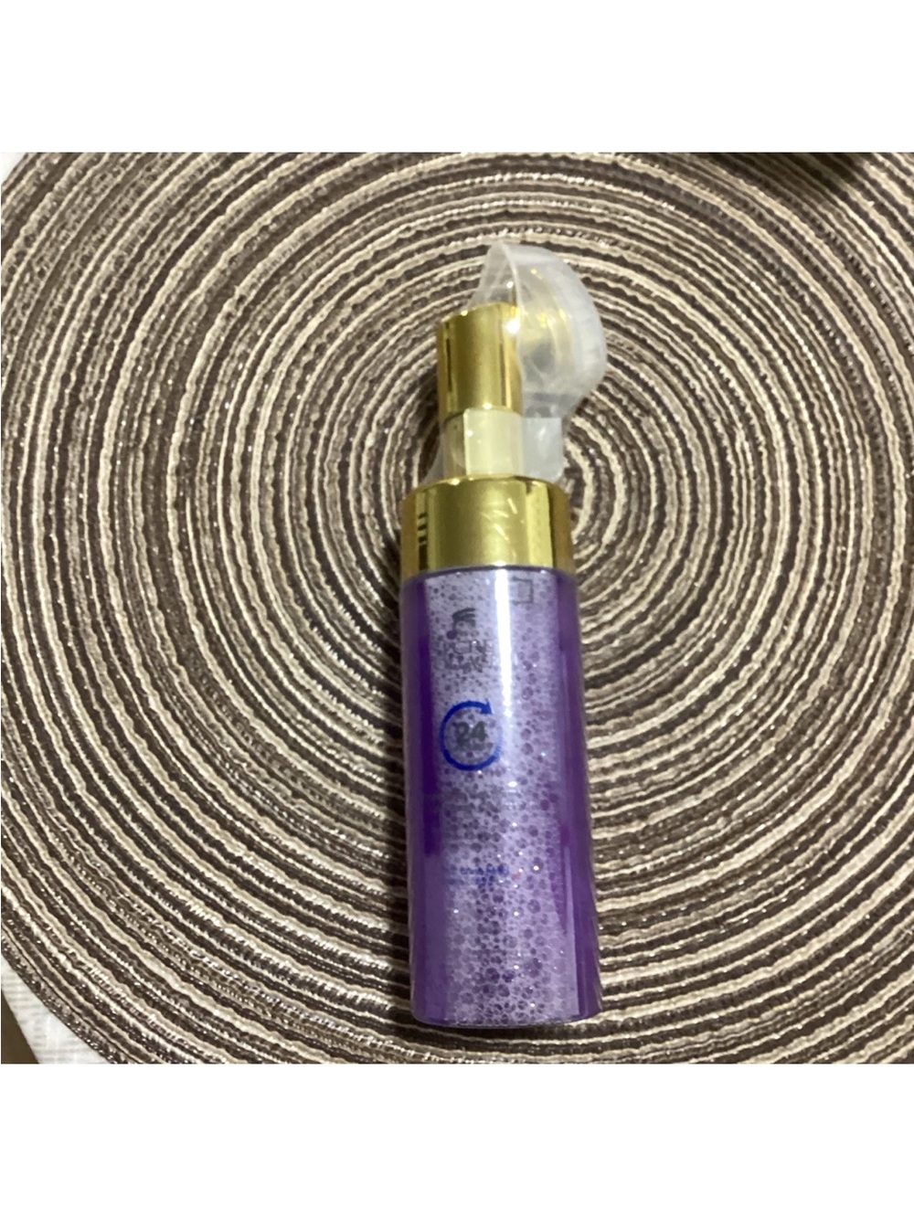 C Lavender Purple Makeup Primer Bottle with Gold Pump